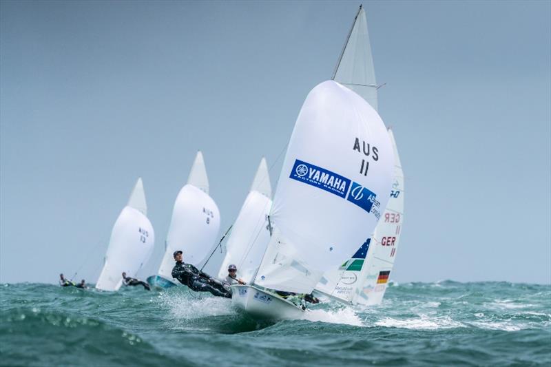 Mat Belcher and Will Ryan (QLD) - 470 fleet - 2018 Sail Melbourne International, Day 1 - photo © Beau Outteridge