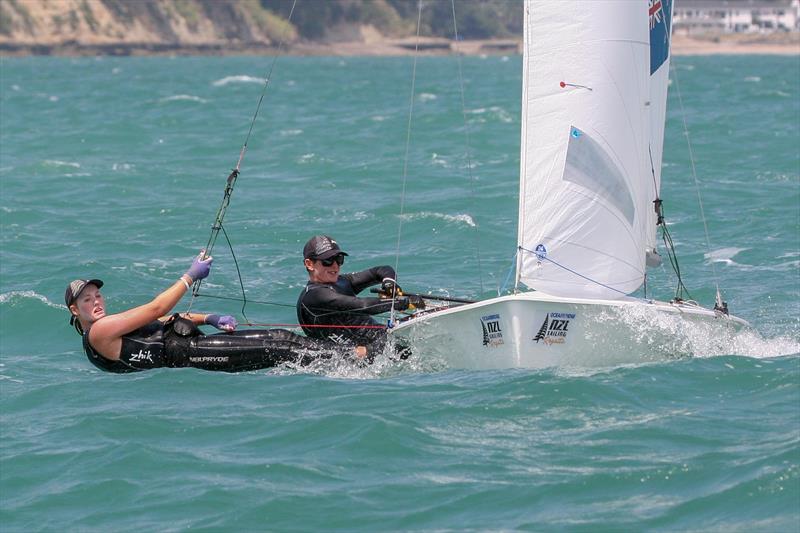 Day 3 - Oceanbridge NZL Sailing Regatta, February 2019 photo copyright Michael Brown, Yachting New Zealand taken at Royal Akarana Yacht Club and featuring the 470 class