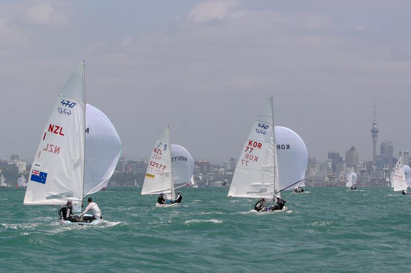 Day 3 - Oceanbridge NZL Sailing Regatta, February 2019 photo copyright Michael Brown, Yachting New Zealand taken at Royal Akarana Yacht Club and featuring the 470 class