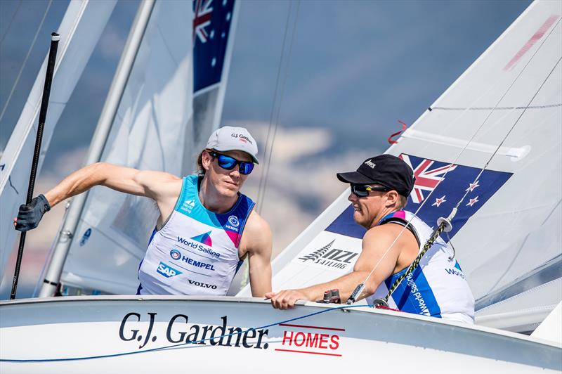 Paul Snow-Hansen and Dan Willcox - 470 - NZL- Day 4 - Hempel Sailing World Cup - Genoa - April 2019 photo copyright Jesus Renedo / Sailing Energy taken at Yacht Club Italiano and featuring the 470 class