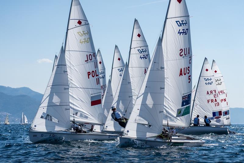 Nia Jerwood and Monique de Vries amongst the action - Genoa World Cup Series 2019 photo copyright Beau Outteridge taken at  and featuring the 470 class