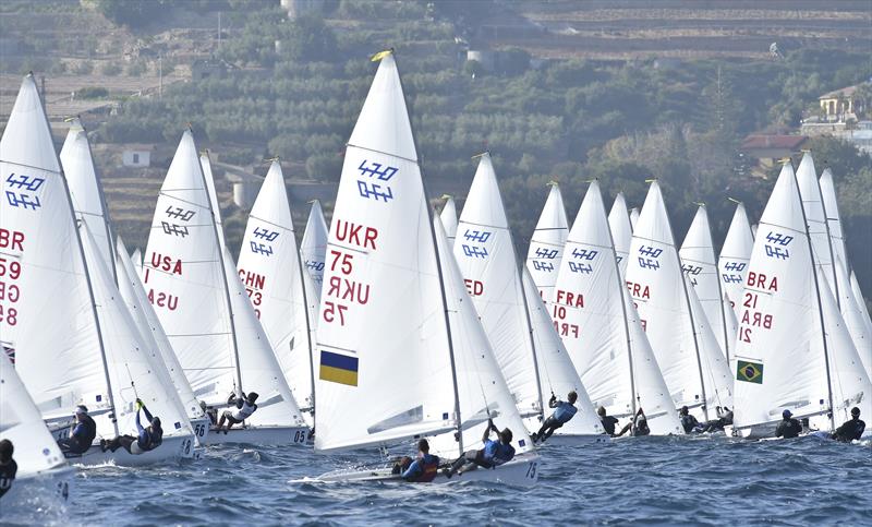 Racing in the only race sailed on Day 3 of the 2019 European 470 Championships, San Remo photo copyright G.A.Fotograf taken at  and featuring the 470 class
