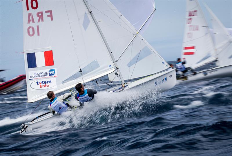 Alexandre Demange and Paco Lepoutre (FRA) on day 4 of the Hempel World Cup Series Final in Marseille photo copyright Sailing Energy / World Sailing taken at  and featuring the 470 class