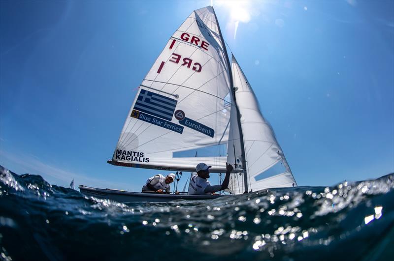 Panagiotis Mantis/Pavlos Kagialis (GRE-1) - Day 1 - 2019 Yamaha 470 World Championships, Enoshima, Japan photo copyright Junichi Hirai / Bulkhead Magazine Japan taken at  and featuring the 470 class