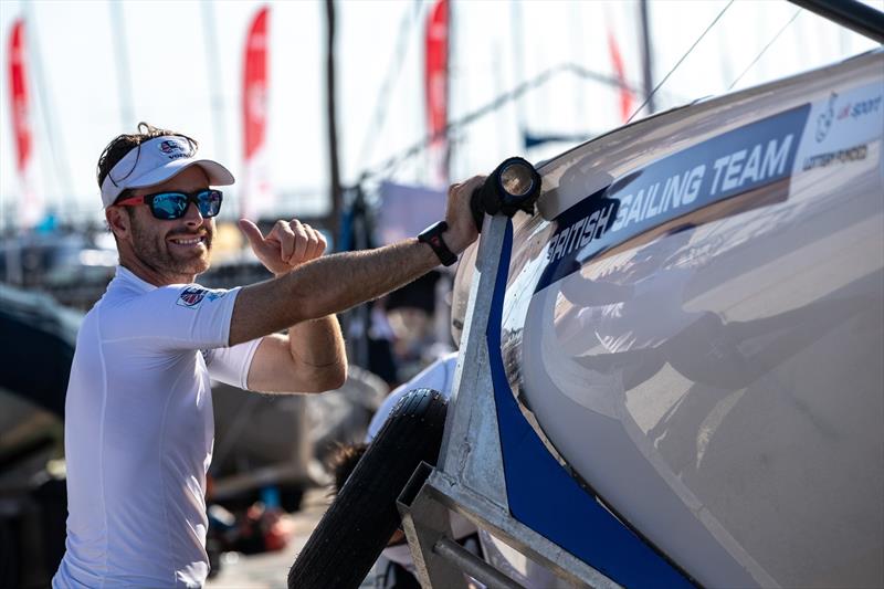 Birthday boy Luke Patience (GBR-4) British Sailing Team - Day 1 - 2019 Yamaha 470 World Championships, Enoshima, Japan photo copyright Junichi Hirai / Bulkhead Magazine Japan taken at  and featuring the 470 class