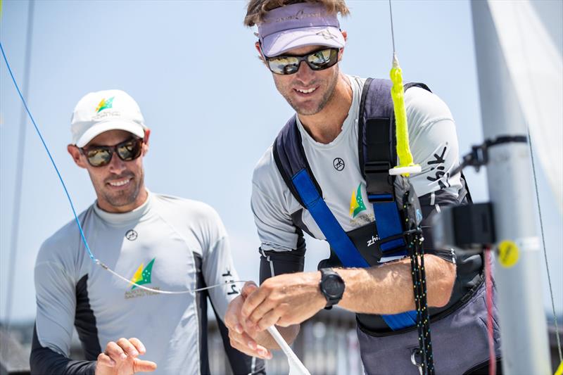 Matt Belcher and Will Ryan (AUS) - Ashore at the Yamaha 2019 470 Worlds - Enoshima, August 2019 - photo © Junichi Hirai / Bulkhead Magazine Japan