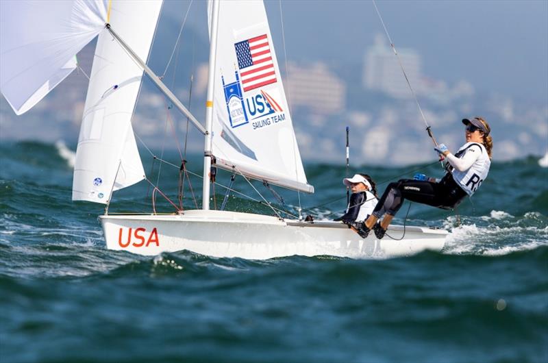 Nikole Barnes and Lara Dallman-Weis - Ready Steady Tokyo-Sailing, Day 1 photo copyright Pedro Martinez / Sailing Energy / World Sailing taken at  and featuring the 470 class