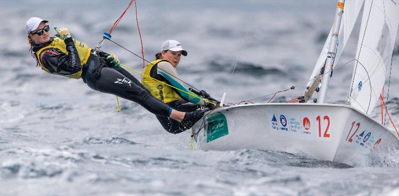 Nia Jerwood and Monique de Vries - Hempel World Cup Series Enoshima, Day 4 photo copyright Pedro Martinez / Sailing Energy / World Sailing taken at  and featuring the 470 class