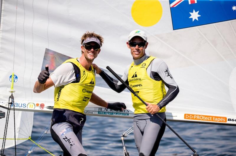 Australia's Mat Belcher and Will Ryan - Hempel World Cup Series Enoshima, day 6 photo copyright Pedro Martinez / Sailing Energy / World Sailing taken at  and featuring the 470 class