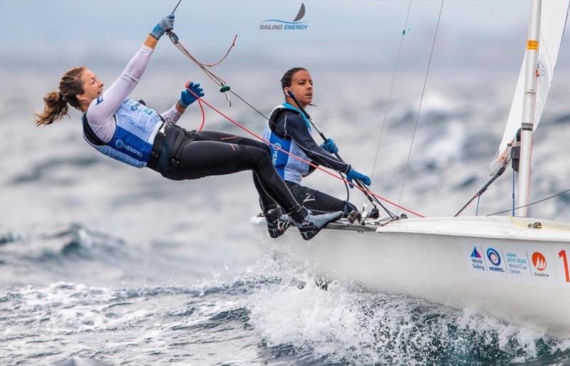 LTJG Nikole Barnes and Lara Dallman-Weiss competing in Japan in 2019 at the 2020 Summer Olympic sailing venue in Enoshima, Japan photo copyright Sailing Energy taken at  and featuring the 470 class