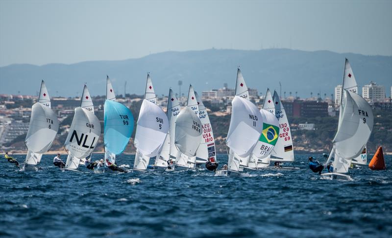 Womens fleet - Day 5 - Open Mens European 470 championship - Vilamoura, Portugal - May 2021 photo copyright Joao Costa Ferreira taken at Vilamoura Sailing and featuring the 470 class
