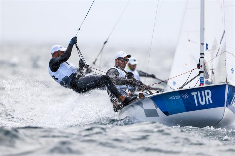 TUR 470 team on Tokyo 2020 Olympic Sailing Competition Day 5 photo copyright Sailing Energy / World Sailing taken at  and featuring the 470 class
