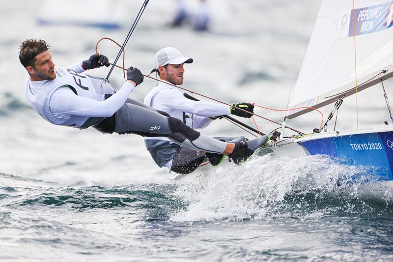 FRA 470 team on Tokyo 2020 Olympic Sailing Competition Day 5 photo copyright Sailing Energy / World Sailing taken at  and featuring the 470 class