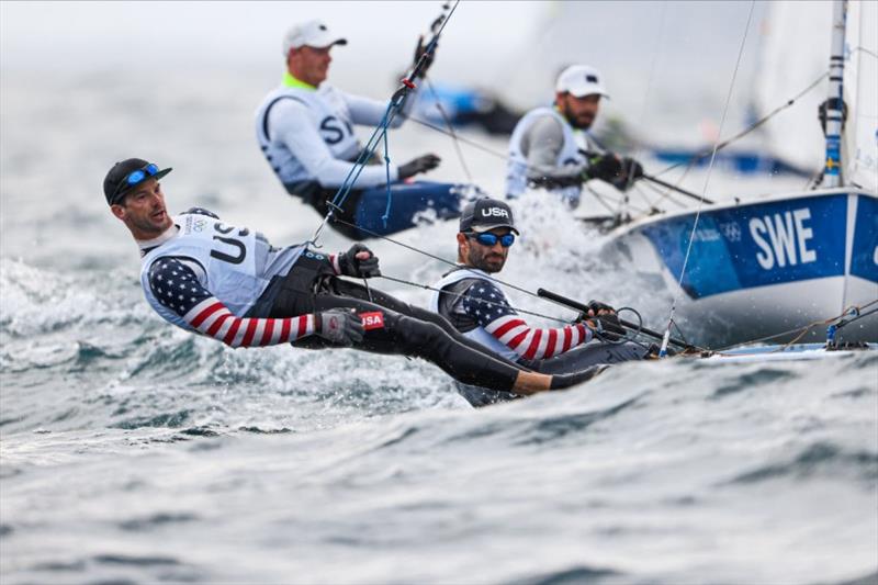 Stu McNay (Providence, R.I.) and Dave Hughes (Miami, Fla.), Men's 470. - Tokyo 2020 Olympics, Day 5 - photo © Sailing Energy / US Sailing