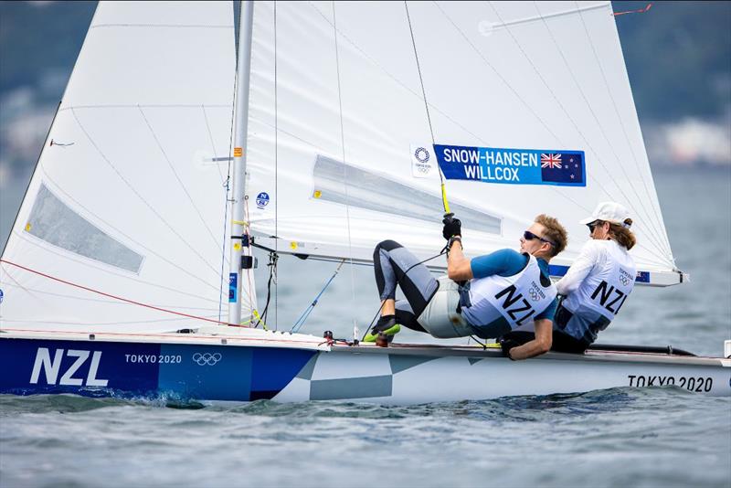 Paul Snow-Hansen and Dan Willcox competing in the Mens 470 on day 6 of Tokyo2020 Olympic Regatta photo copyright Sailing Energy taken at Wakatere Boating Club and featuring the 470 class