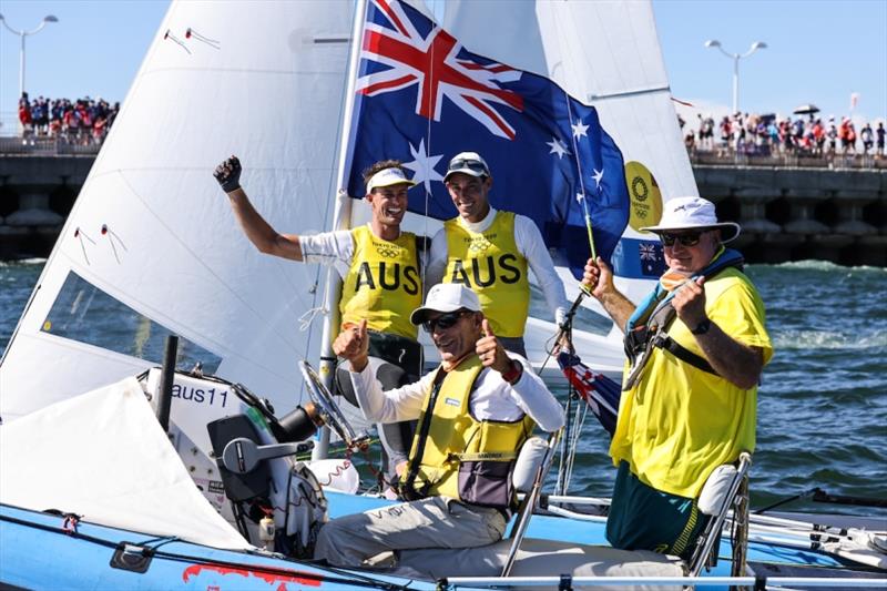 Mat Belcher, Will Ryan, Victor Kovalenko and Iain Murray - Tokyo 2020 Olympics photo copyright Sailing Energy / World Sailing taken at  and featuring the 470 class