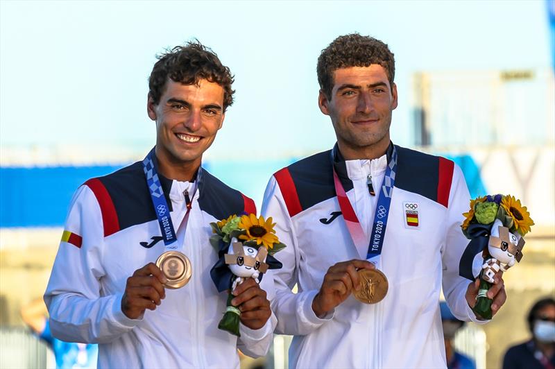 Jordi Xammar Nicolas Rodriguez Garcia-Paz (ESP) Bronze medallists - Mens 470 - Tokyo2020 - Day 10 - August 4, , Enoshima, Japan photo copyright Richard Gladwell - Sail-World.com / nz taken at  and featuring the 470 class