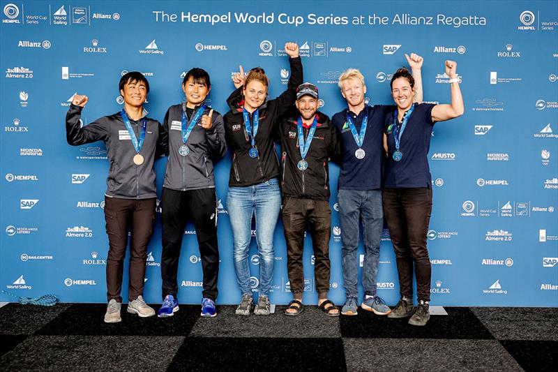 470 Podium - Hempel World Cup Series Allianz Regatta - photo © Sailing Energy / Hempel World Cup Series Allianz Regatta