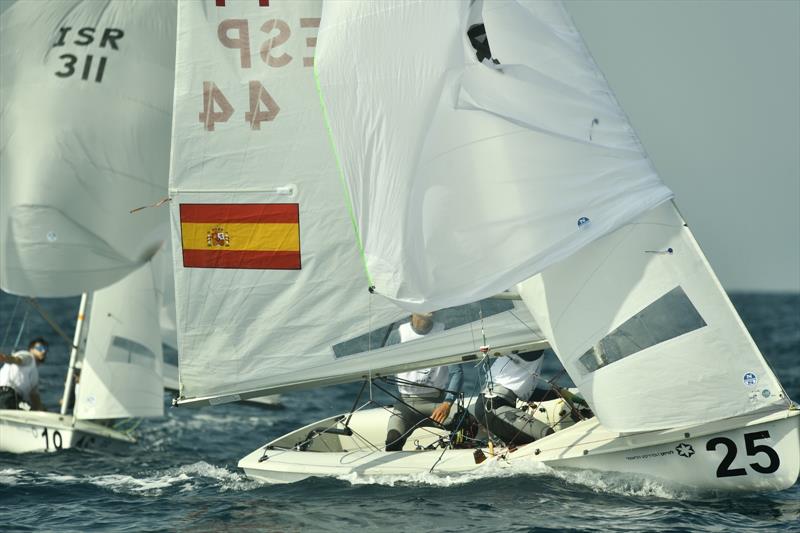 ESP 44 gybe on 470 Worlds at Sdot Yam, Israel day 1 photo copyright Amit Shisel / Int. 470 Class taken at Sdot Yam Sailing Club and featuring the 470 class