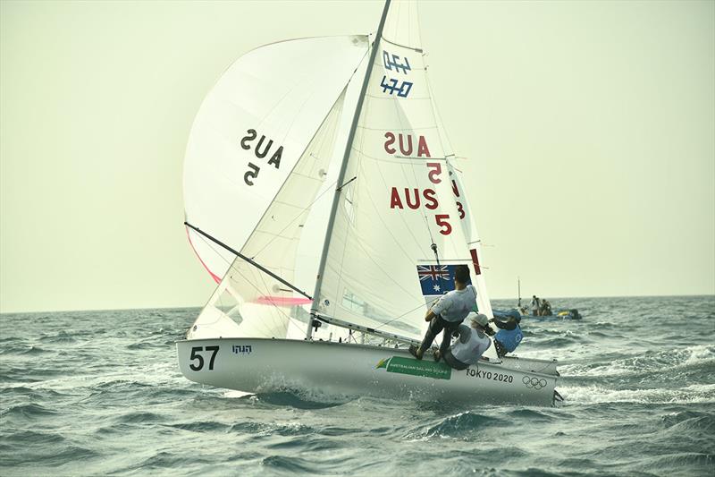 Nia Jerwood and Conor Nicholas - 470 World Championships 2022 photo copyright Nikos Alevromytis / International 470 Class taken at Sdot Yam Sailing Club and featuring the 470 class