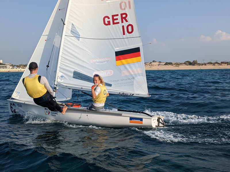 Germans get to wear their yellow bibs again on 470 Worlds at Sdot Yam, Israel day 4 photo copyright Int. 470 Class taken at Sdot Yam Sailing Club and featuring the 470 class
