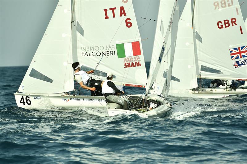 Elena Berta & Bruno Festa (ITA) battle their way to the lead on 470 Worlds at Sdot Yam, Israel day 4 photo copyright Amit Shisel / Int. 470 Class taken at Sdot Yam Sailing Club and featuring the 470 class