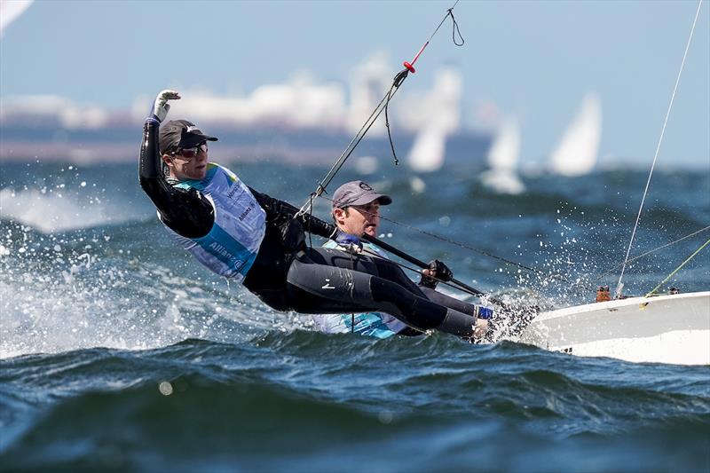Derek Scott/Rebecca Hume - Mixed 470 - NZL - Day 2, 2023 Allianz Sailing World Championships, The Hague, August 12, 2023  - photo © Sailing Energy / World Sailing