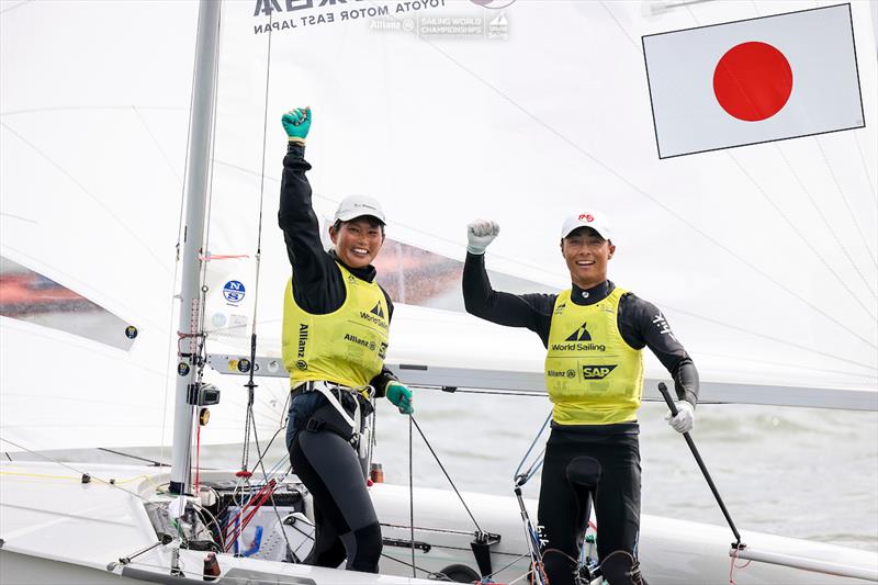 470 Mixed Dinghy gold for Keiju Okada and Miho Yoshioka at the 2023 Allianz Sailing World Championships photo copyright Sailing Energy / World Sailing taken at  and featuring the 470 class