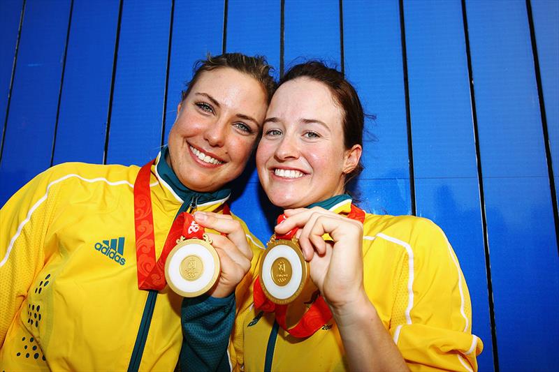 Rechichi and Parkinson with Gold Medals at 2008 Beijing Olympics photo copyright Clive Mason taken at Australian Sailing and featuring the 470 class