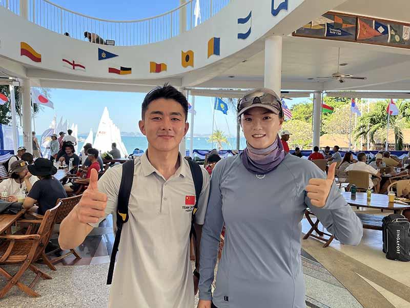 2023 Asian Sailing Championships - Chinese 470 gold medalists Ming Xu and Yahan Tu photo copyright Nima Chandler taken at Royal Varuna Yacht Club and featuring the 470 class