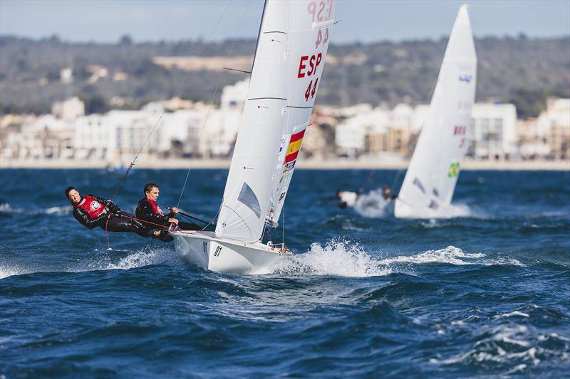 Jordi Xammar & Nora Brugman (ESP) on 470 World Championship in Llucmajor, Mallorca, Day 4 photo copyright Bernardí Bibiloni / Int. 470 Class taken at Club Nàutic S'Arenal and featuring the 470 class