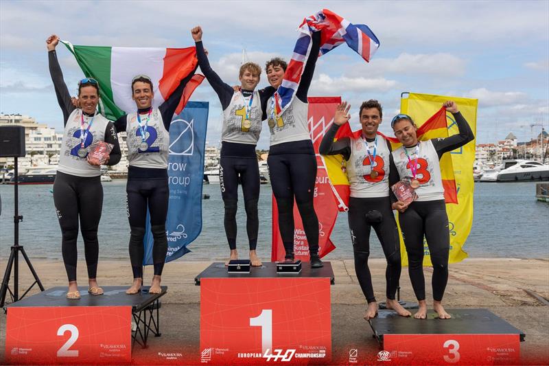British Martin Wrigley and Bettine Harris, 2026 European Champions - 2026 470 European Championships final day - photo © International 470 Class Association