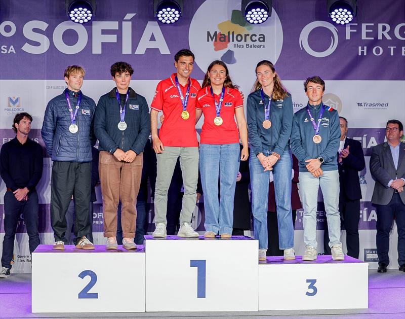 470 Mixed Podium - 55th Trofeo Princesa Sofia Mallorca by FERGUS Hotels Prize Giving photo copyright Sailing Energy / Princesa Sofía Mallorca taken at Real Club Náutico de Palma and featuring the 470 class