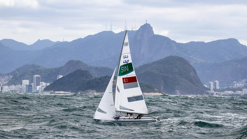 Viewed from the Atlantic Ocean the size of the landforms influencing Guanabara Bay. Christ the Redeemer is in the centre of the image - Rio 2016 - July 2016 - photo © Richard Gladwell - Sail-World.com/nz
