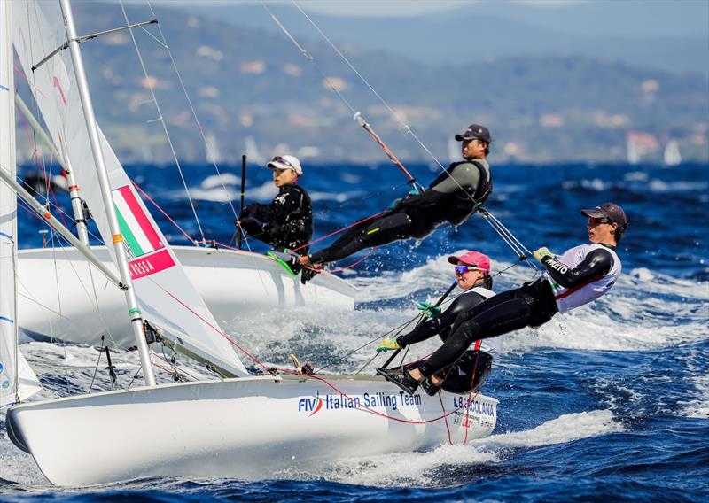 470 class at French Olympic Week Hyères Day 4 photo copyright Sailing Energy / French Olympic Week Hyères - TPM taken at COYCH Hyeres and featuring the 470 class