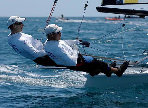 Jonathan Goldsberry & & Charlie Smythe on day four of the 49er worlds photo copyright Jeff Crow / Sport the Library taken at  and featuring the 49er class