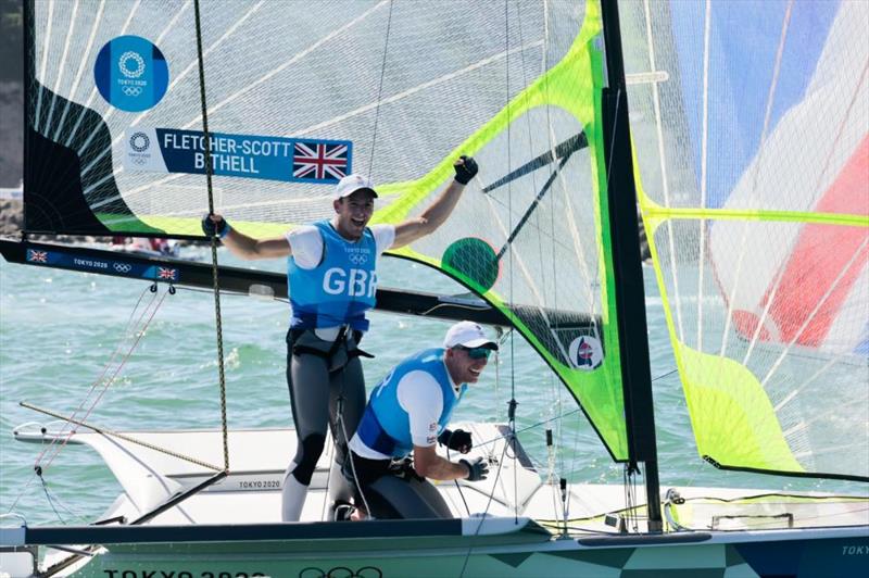 Men's 49er Gold for Dylan Fletcher and Stu Bithell (GBR)  at the Tokyo 2020 Olympic Sailing Competition photo copyright Sailing Energy / World Sailing taken at  and featuring the 49er class