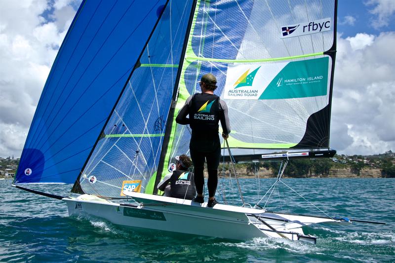 Oceanbridge NZL Sailing Regatta, Day 3, February 5, 2018, Murrays Bay SCOceanbridge NZL Sailing Regatta, Day 3, February 5, 2018, Murrays Bay SC photo copyright Richard Gladwell taken at Murrays Bay Sailing Club and featuring the 49er class