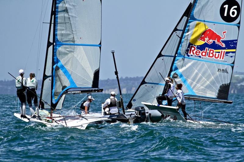 Oceanbridge NZL Sailing Regatta, Day 3, February 5, 2018, Murrays Bay SC photo copyright Richard Gladwell taken at Murrays Bay Sailing Club and featuring the 49er class