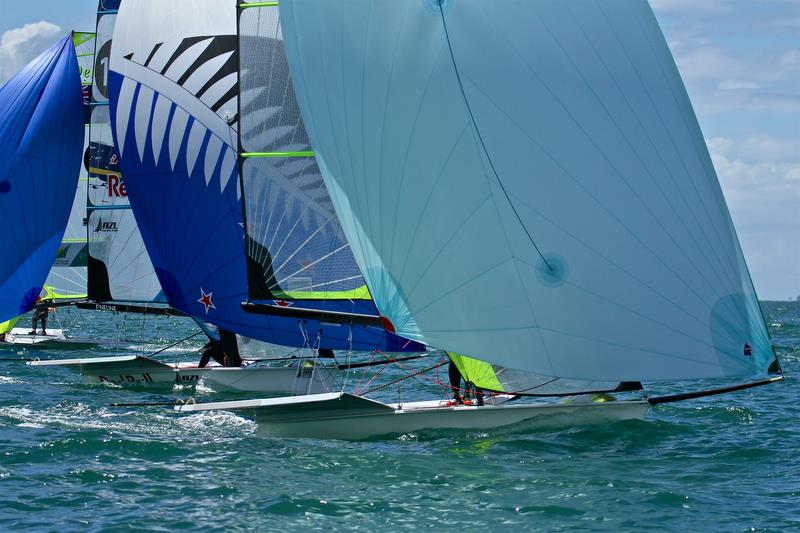 Oceanbridge NZL Sailing Regatta, Day 3, February 5, 2018, Murrays Bay SC photo copyright Richard Gladwell taken at Murrays Bay Sailing Club and featuring the 49er class