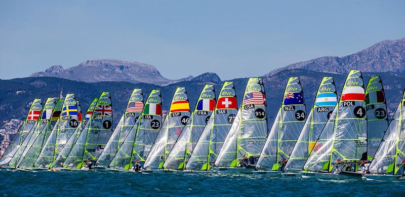 49er fleet in Mallorca - 49th Trofeo Princesa Sofia Iberostar photo copyright Jesus Renedo / Sailing Energy / Trofeo Princesa Sofia IBEROSTAR taken at  and featuring the 49er class