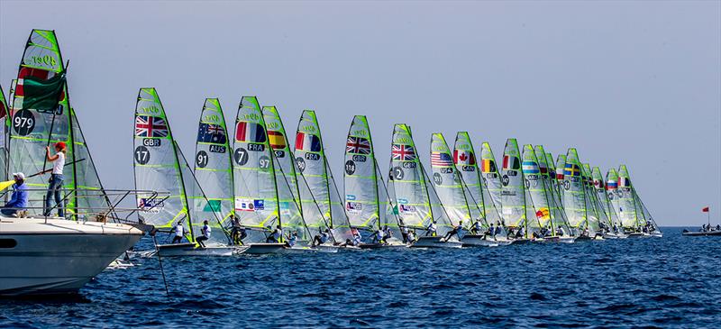 49er fleet - World Cup Series Hyères -Day 3 photo copyright Jesus Renedo / Sailing Energy taken at  and featuring the 49er class