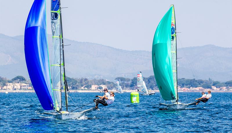 Medal Racing - Sailing World Cup Hyeres, April 28, 2018 photo copyright Jesus Renedo / Sailing Energy taken at  and featuring the 49er class
