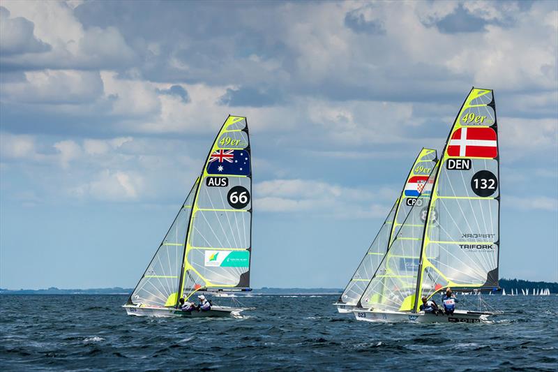 Will Phillips and Iain Jensen on day 3 of Hempel Sailing World Championships Aarhus 2018 photo copyright Beau Outteridge taken at Sailing Aarhus and featuring the 49er class