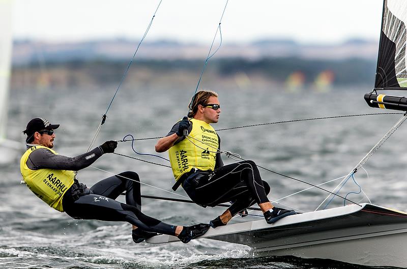 Logan Dunning Beck / Oscar Gunn (NZL) - 49er - Day 4 - Hempel Sailing World Championships, Aarhus - August 2018 - photo © Sailing Energy / World Sailing