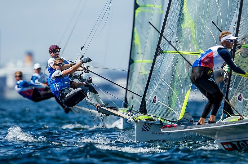 Logan Dunning Beck / Oscar Gunn (NZL) - Day 8 - Hempel Sailing World Championships 2018 - Aarhus, Denmark, August 2018 photo copyright Sailing Energy / World Sailing taken at  and featuring the 49er class