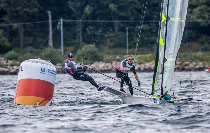 Logan Dunning-Beck and Oscar Gunn (NZL) - 49er - Day 11 - , Aarhus, Denmark, - August 11, 2018 photo copyright Sailing Energy / World Sailing taken at  and featuring the 49er class