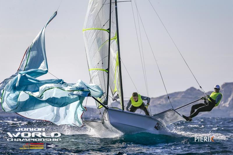 Daniel Nyborg - Sebastian Wright Olsen - DEN 277 - 2018 49er, 49erFX & Nacra 17 Junior World Championships photo copyright Pierick Jeannoutot taken at  and featuring the 49er class