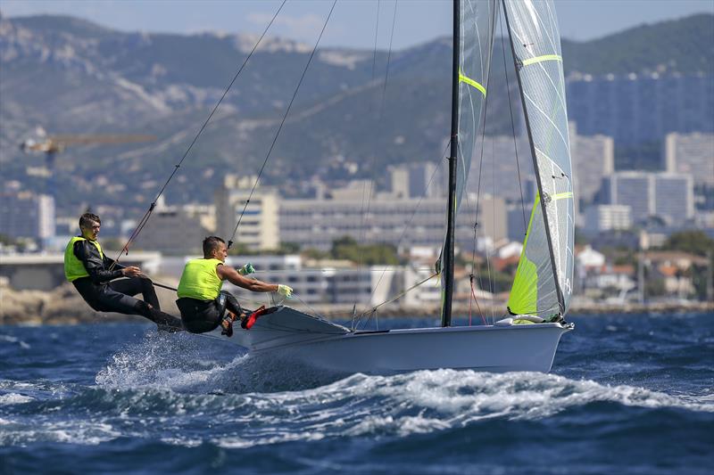 Robert Dickson, Seán Waddilove (IRL) - 2018 49er, 49erFX & Nacra 17 Junior World Championships photo copyright Pierick Jeannoutot taken at  and featuring the 49er class