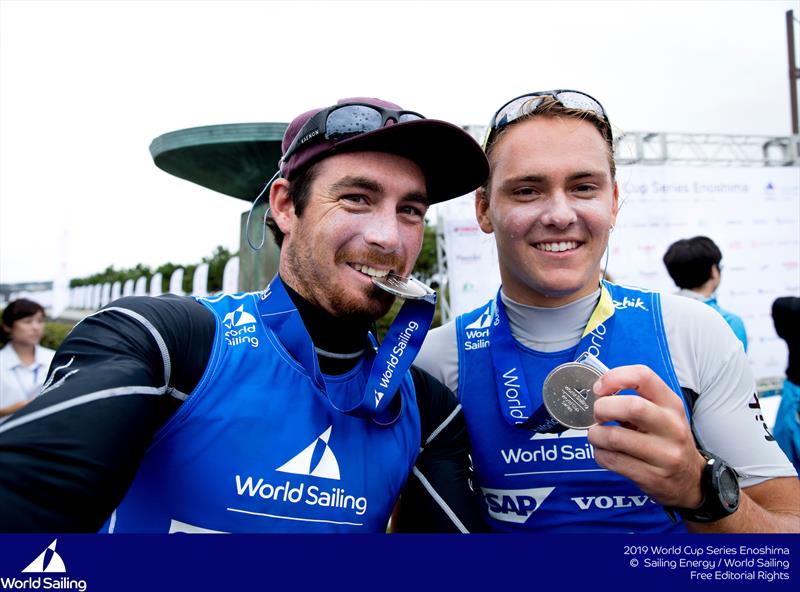 Logan Dunning Beck / Oscar Gunn (NZL) - 49er -  Sailing World Cup, Enoshima - September 2018 photo copyright Pedro Martinez / Sailing Energy / World Sailing taken at  and featuring the 49er class